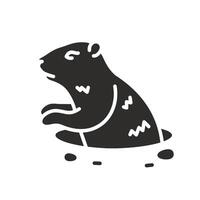 marmot crawls out of the hole, groundhog icon, head and torso groundhog, flat illustration vector