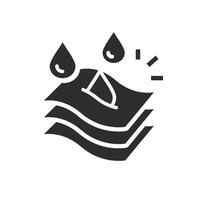 moisture absorbing, three layers fabric icon, absorption properties, flat illustration vector