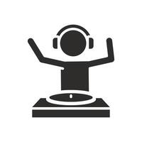 person with headphones, dj icon, dj station, flat illustration vector