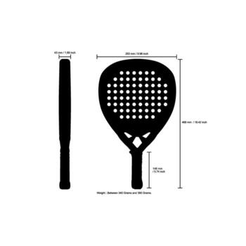 Padel Racket Silhouette With Measurement Description vector