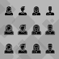 Flat Face Icons of Male Users vector