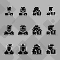 White Line Profile Icons Job Roles vector