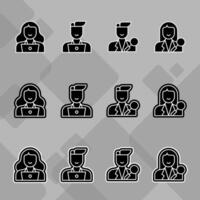 Flat Icons Representing Various Jobs vector
