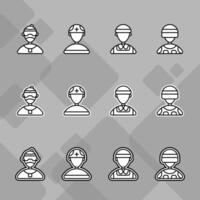 White Outline Job Avatar Collection vector
