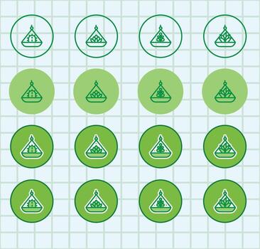 A set of green and white circles with different icons vector