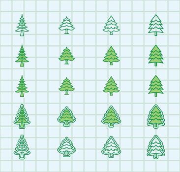 un conjunto de Navidad arboles en diferente formas vector