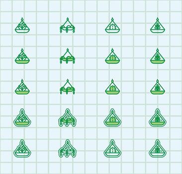 A set of green and white icons that are arranged in a grid vector