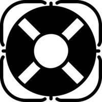 Lifebuoy pixel perfect glyph solid icon. Personal flotation device. Rescue ring saving people on water. Ship life saver. Black silhouette symbol on negative space. Isolatedillustration vector