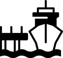 Mooring dock pixel perfect glyph solid icon. Anchoring vessel in port. Maritime transport industry. Ship equipment. Black silhouette symbol on negative space. Isolatedillustration vector