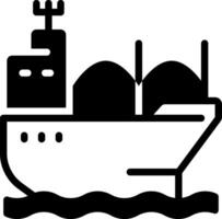 Bulk carrier pixel perfect glyph solid icon. Merchant ship transporting unpackaged cargo. Goods delivery by water. Black silhouette symbol on negative space. Isolatedillustration vector
