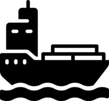 Barge pixel perfect glyph solid icon. Water transport in shallow water. Cargo ship carrying freights. Maritime industry. Black silhouette symbol on negative space. Isolatedillustration vector