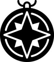 Nautical compass pixel perfect glyph solid icon. Vintage vessel navigation tool. Maritime device indicating direction. Black silhouette symbol on negative space. Isolatedillustration vector