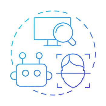 Analyze events blue gradient concept icon. Physical security ecosystem. Evaluating data from detection systems. Round shape line illustration. Abstract idea. Graphic design. Easy to use in booklet vector