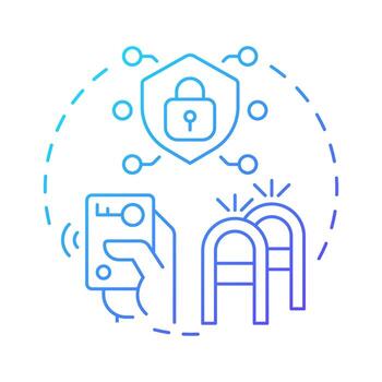 acceso controlar azul degradado concepto icono. componente de físico seguridad sistema. instalaciones entrar salida gestión. redondo forma línea ilustración. resumen idea. gráfico diseño. fácil a utilizar en folleto vector