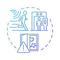 Intrusion detection blue gradient concept icon. Physical security system. Identify unauthorized entry attempts. Round shape line illustration. Abstract idea. Graphic design. Easy to use in booklet vector