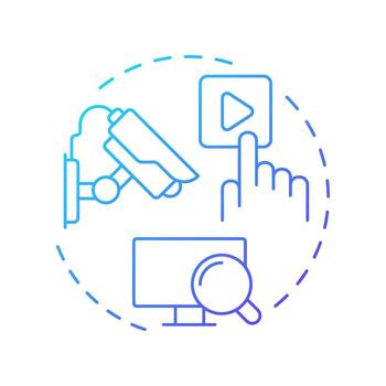 surveillance blue gradient concept icon. Component of physical security system. Monitoring in real time. Round shape line illustration. Abstract idea. Graphic design. Easy to use in booklet vector