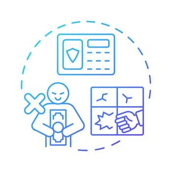 Theft and burglary blue gradient concept icon. Physical security threat and risk. Illegal removal of property. Round shape line illustration. Abstract idea. Graphic design. Easy to use in booklet vector