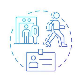 Tailgating and piggybacking blue gradient concept icon. Physical security threat and risk. Unauthorized entry. Round shape line illustration. Abstract idea. Graphic design. Easy to use in booklet vector