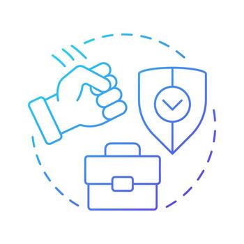 Workplace violence blue gradient concept icon. Physical security threat and risk. Damage of equipment. Round shape line illustration. Abstract idea. Graphic design. Easy to use in booklet vector