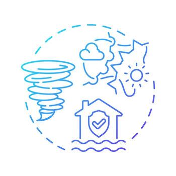 ambiental riesgo factores azul degradado concepto icono. físico seguridad auditoría componente. natural desastres redondo forma línea ilustración. resumen idea. gráfico diseño. fácil a utilizar en folleto vector