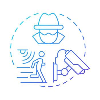 crimen prevención azul degradado concepto icono. beneficio de físico seguridad. controlador acceso a vulnerable áreas redondo forma línea ilustración. resumen idea. gráfico diseño. fácil a utilizar en folleto vector