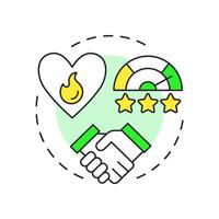 Employee engagement multi color concept icon. Efficiency meter, productivity. Teamwork, partnership. Round shape line illustration. Abstract idea. Graphic design. Easy to use in article, blog post vector