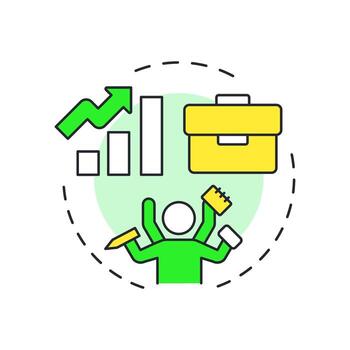 Employee productivity multi color concept icon. Task management, multitask. Efficiency increase. Round shape line illustration. Abstract idea. Graphic design. Easy to use in article, blog post vector
