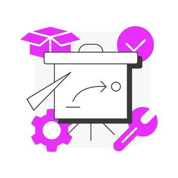 Ability flat outline concept icon. Turning knowledge into action. ADKAR model. Corporate innovative solutions integration. Modern line illustration with pink glyphs. Conceptual visual. Easy to edit vector