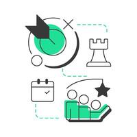 Future state modern linear concept icon. Define organization strategic goals. Stage of gap analysis strategy. Flat outline elements connected with dotted lines. Creative visual. Easy to edit vector