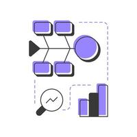 Fishbone diagram modern linear concept icon. Identify root causes of problem. Gap analysis tool. Business data. Flat outline elements connected with dotted lines. Creative visual. Easy to edit vector