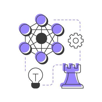 McKinsey 7S modern linear concept icon. Diagnostic framework for evaluating organization. Gap analysis tool. Flat outline elements connected with dotted lines. Creative visual. Easy to edit vector