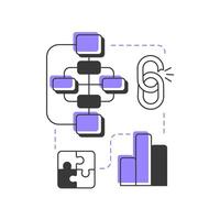 Nadler Tushman model modern linear concept icon. Reveal mismatches causing inefficiencies. Gap analysis tool. Flat outline elements connected with dotted lines. Creative visual. Easy to edit vector