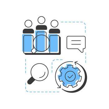 Needs gap analysis modern linear concept icon. What customers and users truly demand. Public sector services. Flat outline elements connected with dotted lines. Creative visual. Easy to edit vector