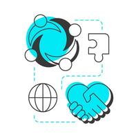Culture modern linear concept icon. Shared values, beliefs, behaviors. Nadler Tushman congruence framework. Flat outline elements connected with dotted lines. Creative visual. Easy to edit vector