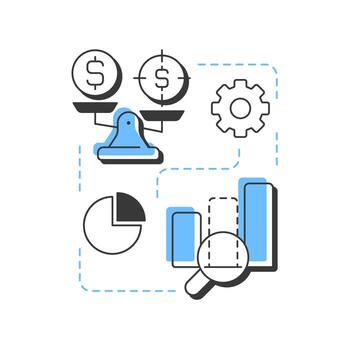 Profit gap analysis modern linear concept icon. Measure difference between actual and target incomes. Sales. Flat outline elements connected with dotted lines. Creative visual. Easy to edit vector