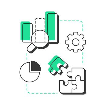 Gap analysis modern linear concept icon. Comparing current and future states to highlight discrepancies. Flat outline elements connected with dotted lines. Creative visual. Easy to edit vector