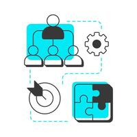 Structure modern linear concept icon. Roles, responsibilities in team. Nadler Tushman congruence framework. Flat outline elements connected with dotted lines. Creative visual. Easy to edit vector