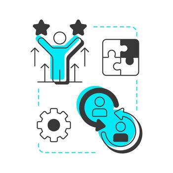 People modern linear concept icon. Individuals within organization. Nadler Tushman congruence framework. Flat outline elements connected with dotted lines. Creative visual. Easy to edit vector