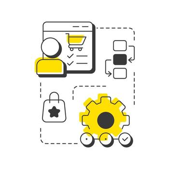 Service blueprint modern linear concept icon. Diagram of customer and organization delivery. Gap analysis tool. Flat outline elements connected with dotted lines. Creative visual. Easy to edit vector