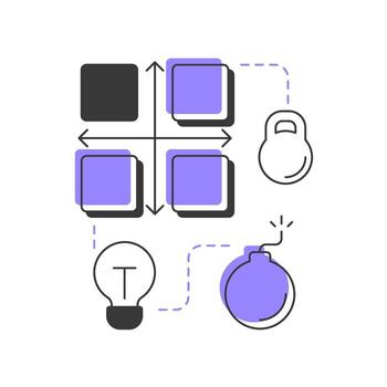 empollón análisis moderno lineal concepto icono. fortalezas, debilidades, oportunidades y amenazas brecha evaluación herramienta. plano contorno elementos conectado con punteado líneas. creativo visual. fácil a editar vector