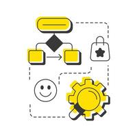 Process flow modern linear concept icon. Steps sequence involved in completing. Gap analysis tool. Organization change. Flat outline elements connected with dotted lines. Creative visual. Easy to edit vector