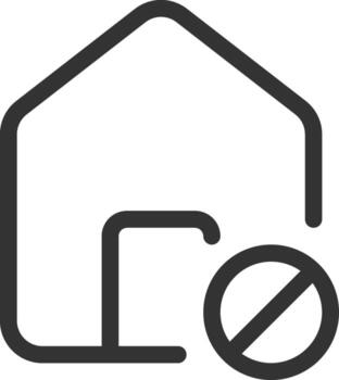 House restriction line ui icon. Forbidden area, sign. Security, protection. Home safety, private property. Isolated outline symbol. Webdesign user interface element linear, pixel perfect vector