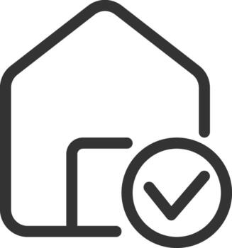 House verification line ui icon. Building check. Home safety. Construction quality. Standard, compliance. Isolated outline symbol. Webdesign user interface element linear, pixel perfect vector
