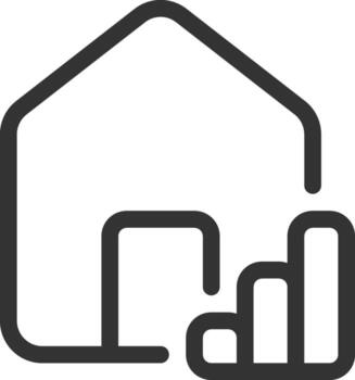 Real estate market line ui icon. House value, investment. Statistical graph, metrics. Finance, banking. Isolated outline symbol. Webdesign user interface element linear, pixel perfect vector
