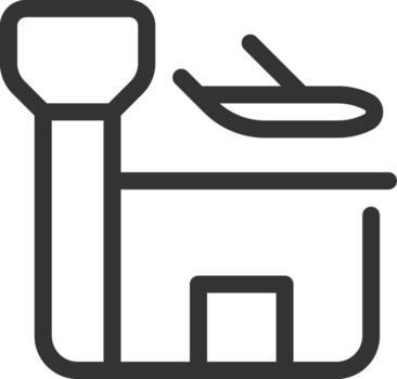 Airport line ui icon. Air traffic control. Vacation airplane, aircraft. Tourism, transportation. Isolated outline symbol. Webdesign user interface element linear, pixel perfect vector