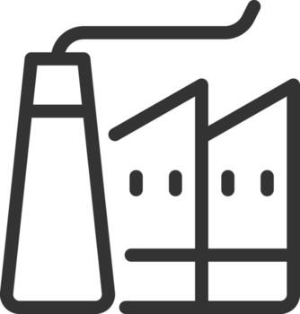 Factory line ui icon. Industrial production. Manufacturing pollution, smoke. Engineering, machinery. Isolated outline symbol. Webdesign user interface element linear, pixel perfect vector