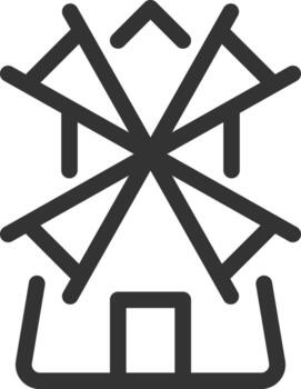 Rural windmill line ui icon. Farming, agriculture. Countryside, agronomy. Production, technology. Isolated outline symbol. Webdesign user interface element linear, pixel perfect vector