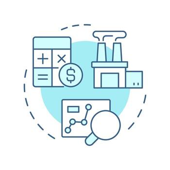 medición suave azul concepto icono. recursos datos reunión. paso en capacidad organización procesos. redondo forma línea ilustración. resumen idea. gráfico diseño. fácil a utilizar en presentación vector