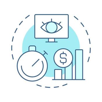 supervisión suave azul concepto icono. rastreo de actuación. paso en capacidad administración procesos. redondo forma línea ilustración. resumen idea. gráfico diseño. fácil a utilizar en presentación vector