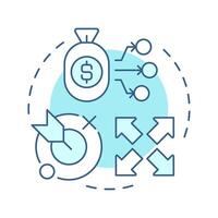 Allocation soft blue concept icon. Resources planning and control. Step in capacity management processes. Round shape line illustration. Abstract idea. Graphic design. Easy to use in presentation vector